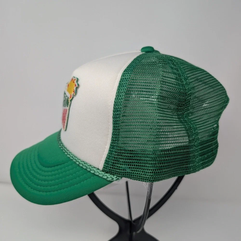 Mountain Dew Puffy Patch Trucker‎ Hat Green White Snapback Rope Y2K foam